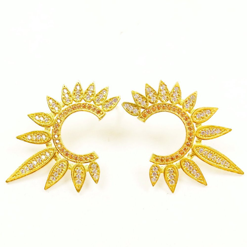 AZAARA Gold Plated Cubic Zirconia Pave Stud Earrings